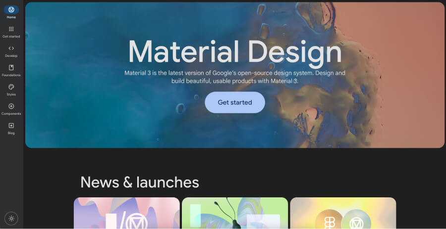screenshot del sito Material Design di Google